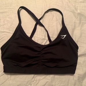 gymshark black runched bra
